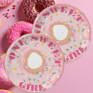 One Sweet Girl Pastel Unicorn Doughnuts Birthday Paper Plate