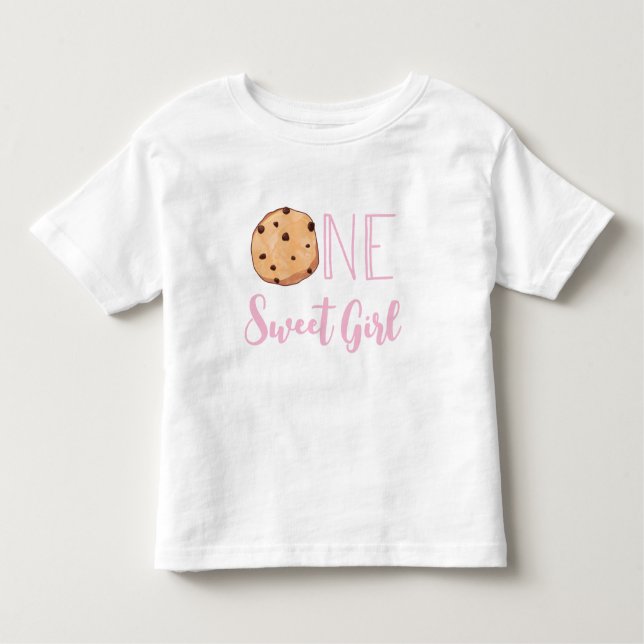 One Sweet Girl Pink Cookie Birthday Toddler T-Shirt (Front)