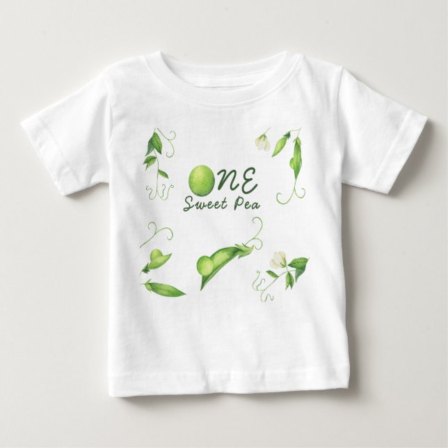 One Sweet Pea First Birthday Baby T-Shirt (Front)