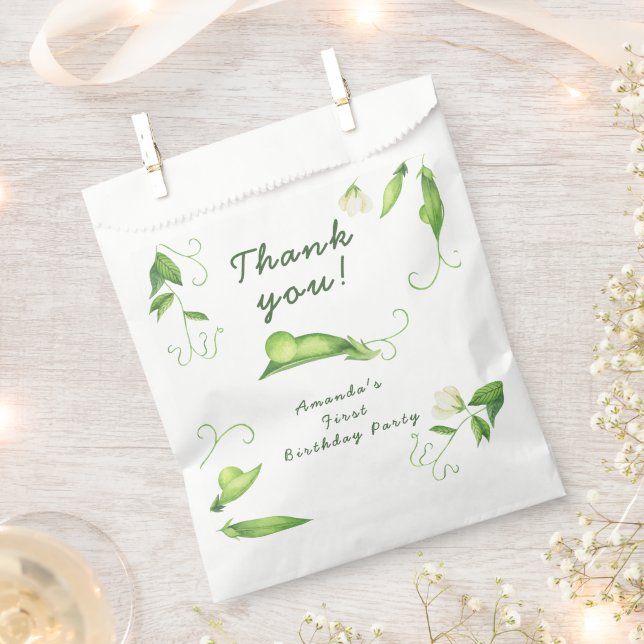 One Sweet Pea First Birthday Favour Bag (Clipped)