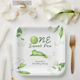 One Sweet Pea First Birthday Paper Plate