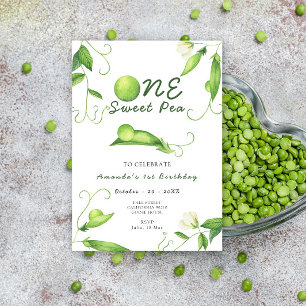 One Sweet Pea First Birthday Party Invitation