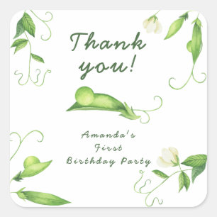 One Sweet Pea First Birthday Square Sticker