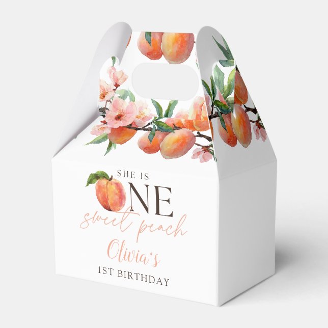 One Sweet Peach 1st Birthday  Favour Box (Front Side)