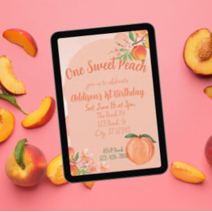 One Sweet Peach, 1st Birthday Invitation