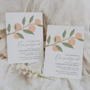 One Sweet Peach 1st Birthday Invitation
