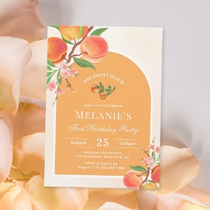 One Sweet Peach 1st Birthday Invitation