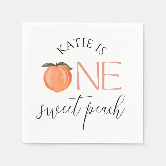 One Sweet Peach 1st Birthday Napkin (Front)