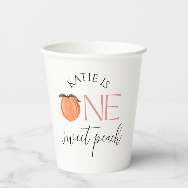 One Sweet Peach 1st Birthday Paper Cups (Front)