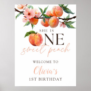 One Sweet Peach 1st Birthday Welcome Sign