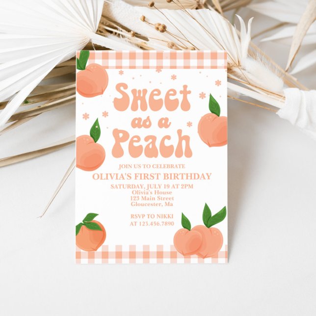 One Sweet Peach Birthday Invitation (Creator Uploaded)