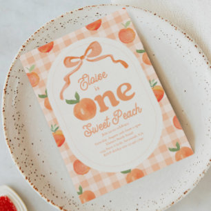 One Sweet Peach Birthday Invitation