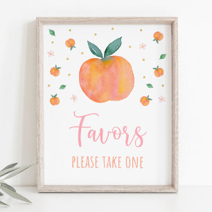 One Sweet Peach Birthday Party Favour Sign