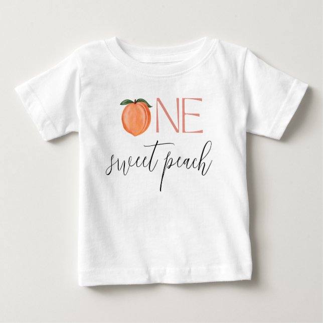 One Sweet Peach First Birthday Baby T-Shirt (Front)