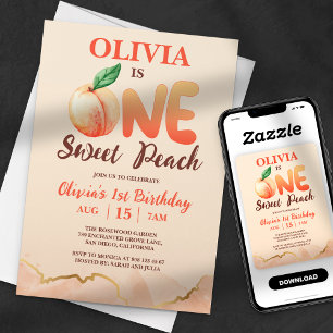 One Sweet Peach First Birthday Invitation