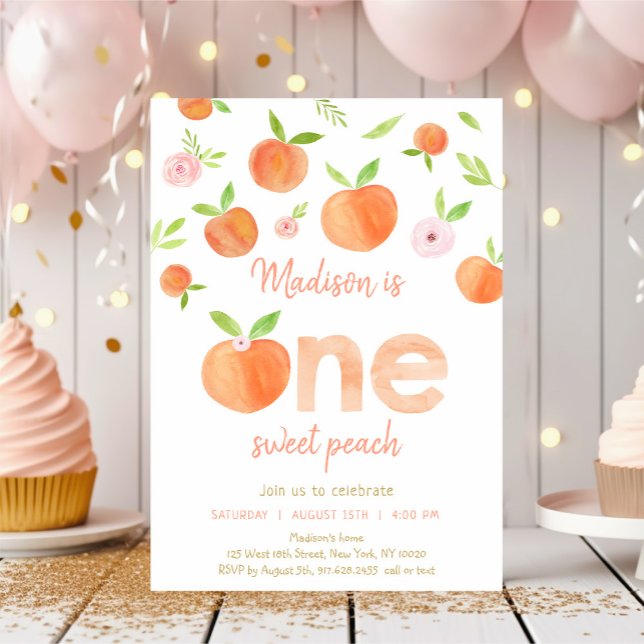One Sweet Peach First Birthday Invitation (Creator Uploaded)