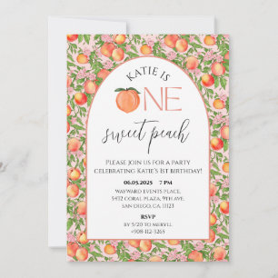 One Sweet Peach First Birthday Party Invitation