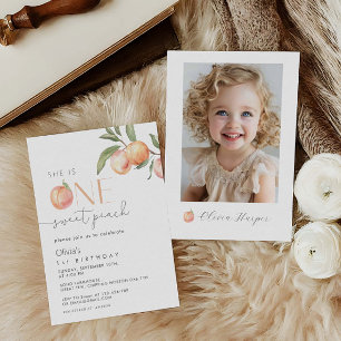 One Sweet Peach Girl 1st Birthday  Invitation