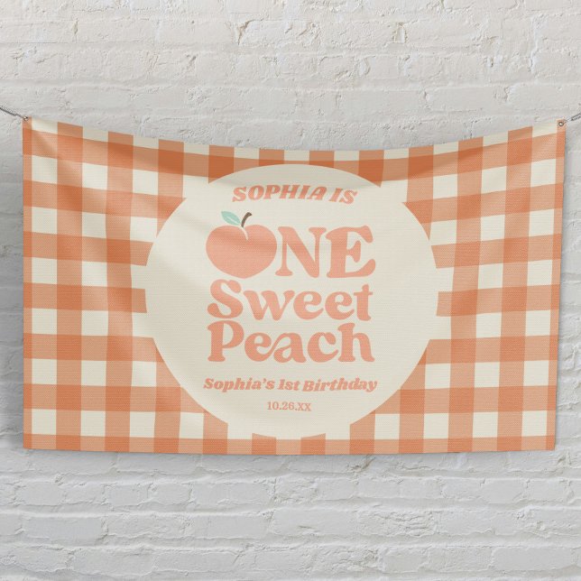 One Sweet Peach Orange First 1st Birthday Party Banner (Creator Uploaded)