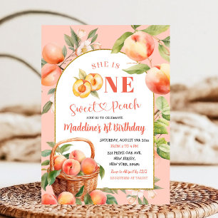 One Sweet Peach Summer Fruit First Birthday Invitation