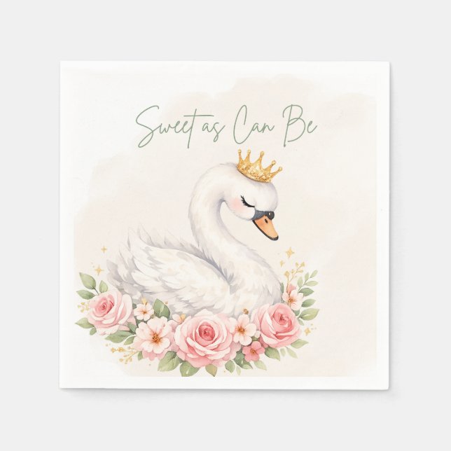 One Sweet Swan Party Napkin (Front)