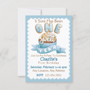 One Sweet Year First Birthday Party Invitations