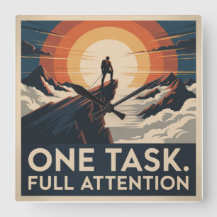 One Task. Full Attention Square Wall Clock