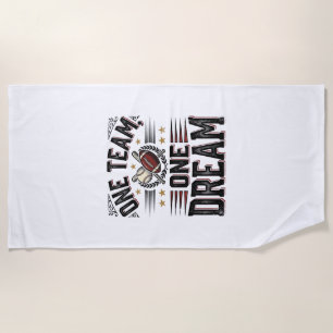 One Team One Dream Vintage Sports Team Shirt_1 Beach Towel