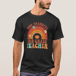 One Thankful 3rd Grade Teacher Groovy Thanksgiving T-Shirt