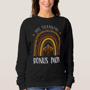 One Thankful Bonus Mum Turkey Leopard Rainbow Than Sweatshirt