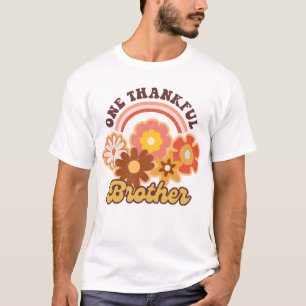 One Thankful Brother Pumpkin Halloween Groovy Fall T-Shirt
