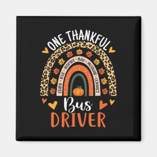 One Thankful Bus Driver Thanksgiving Fall School B Magnet