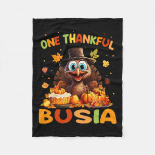 One Thankful Busia Graphic Fall Thanksgiving Fleece Blanket