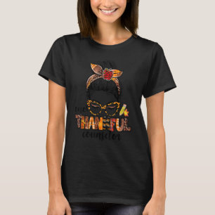 One Thankful Counsellor Messy Bun Women Fall Thank T-Shirt