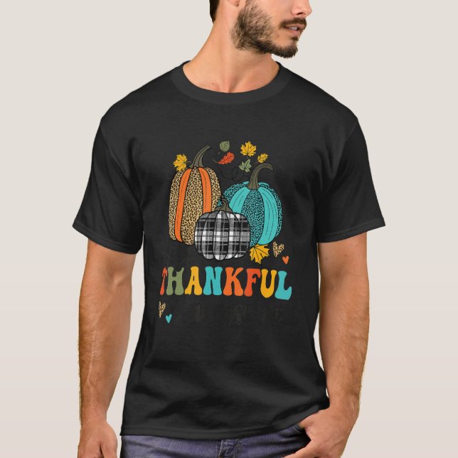 One Thankful Counselor School Pumpkins Thanksgivin T-Shirt (Front)