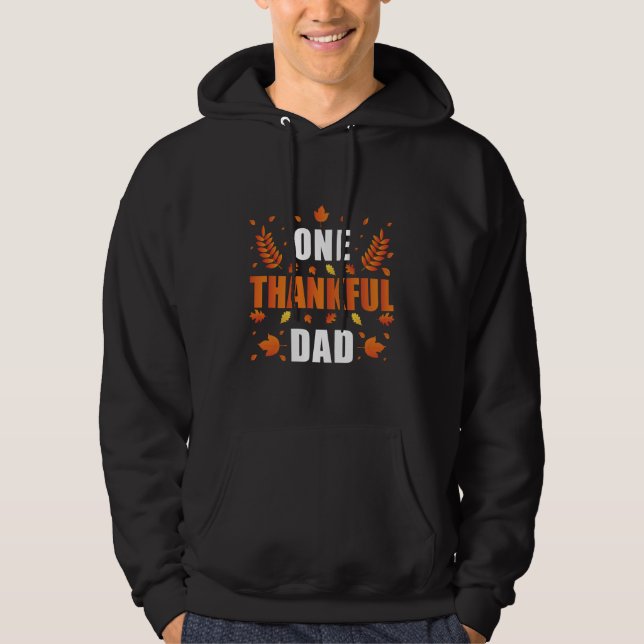 One Thankful Dad Mens Thanksgiving Autumn Fall Hoodie (Front)