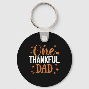 One Thankful Dad Thanksgiving Fall Family Matching Key Ring