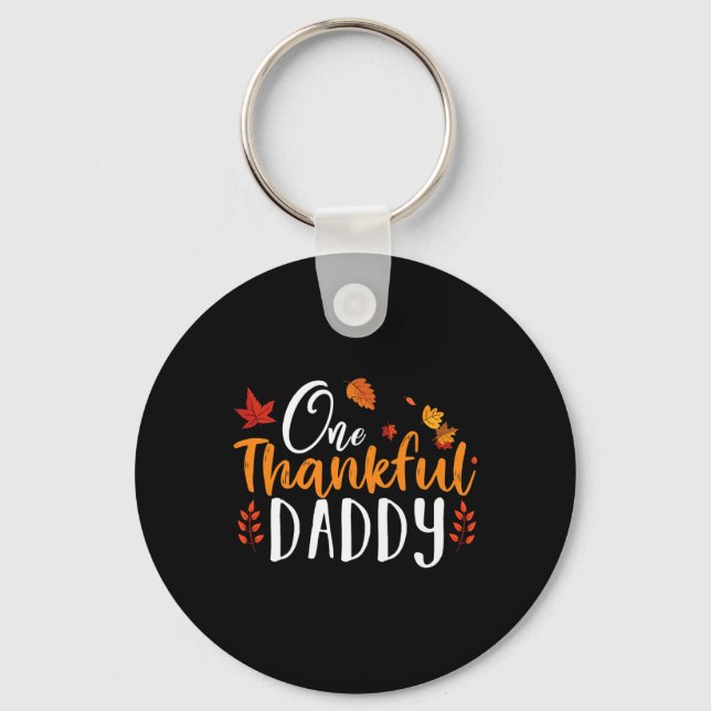 One Thankful Daddy Fun Thanksgiving Father Fall Au Key Ring (Front)