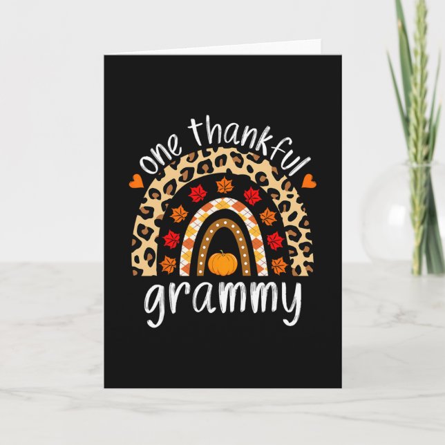 One Thankful Grammy Rainbow Leopard Fall Cute Than Card (Front)