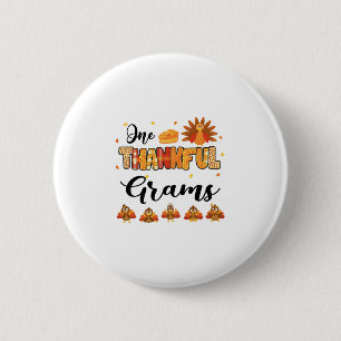 One Thankful Grams Thanksgiving Turkey 6 Cm Round Badge