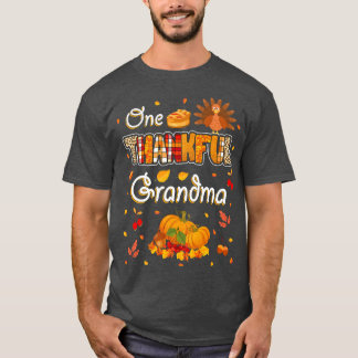 One Thankful Grandma Fall Leaves Autumn Grandma Th T-Shirt