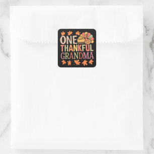One Thankful Grandma Nana Turkey Thanksgiving Day Square Sticker