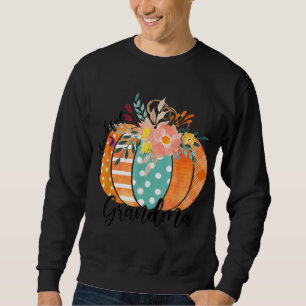 One Thankful Grandma Plaid Fall Pumpkin Thanksgivi Sweatshirt