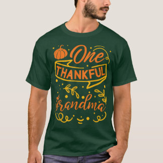 One Thankful Grandma Pumpkin Autumn Leave Fall Tha T-Shirt