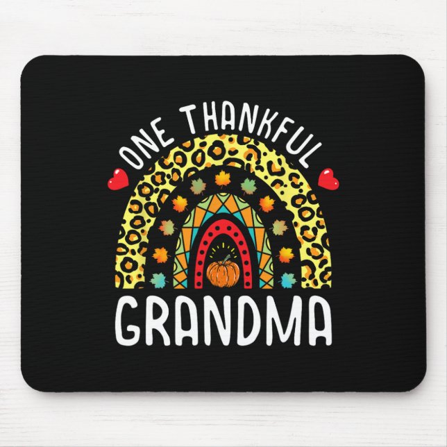 One Thankful Grandma Thanksgiving Rainbow Leopard  Mouse Pad (Front)