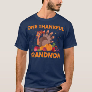 One Thankful Grandmom Matching Autumn Turkey Thank T-Shirt