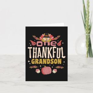 One Thankful Grandson Tee Fall Autumn Thanksgiving Card