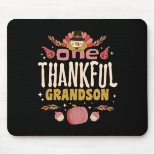 One Thankful Grandson Tee Fall Autumn Thanksgiving Mouse Pad