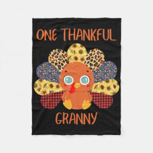 One Thankful Granny Turkey Grandma Family Thanksgi Fleece Blanket