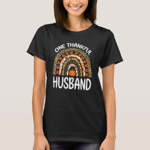 One Thankful Husband Thanksgiving Rainbow Leopard T-Shirt